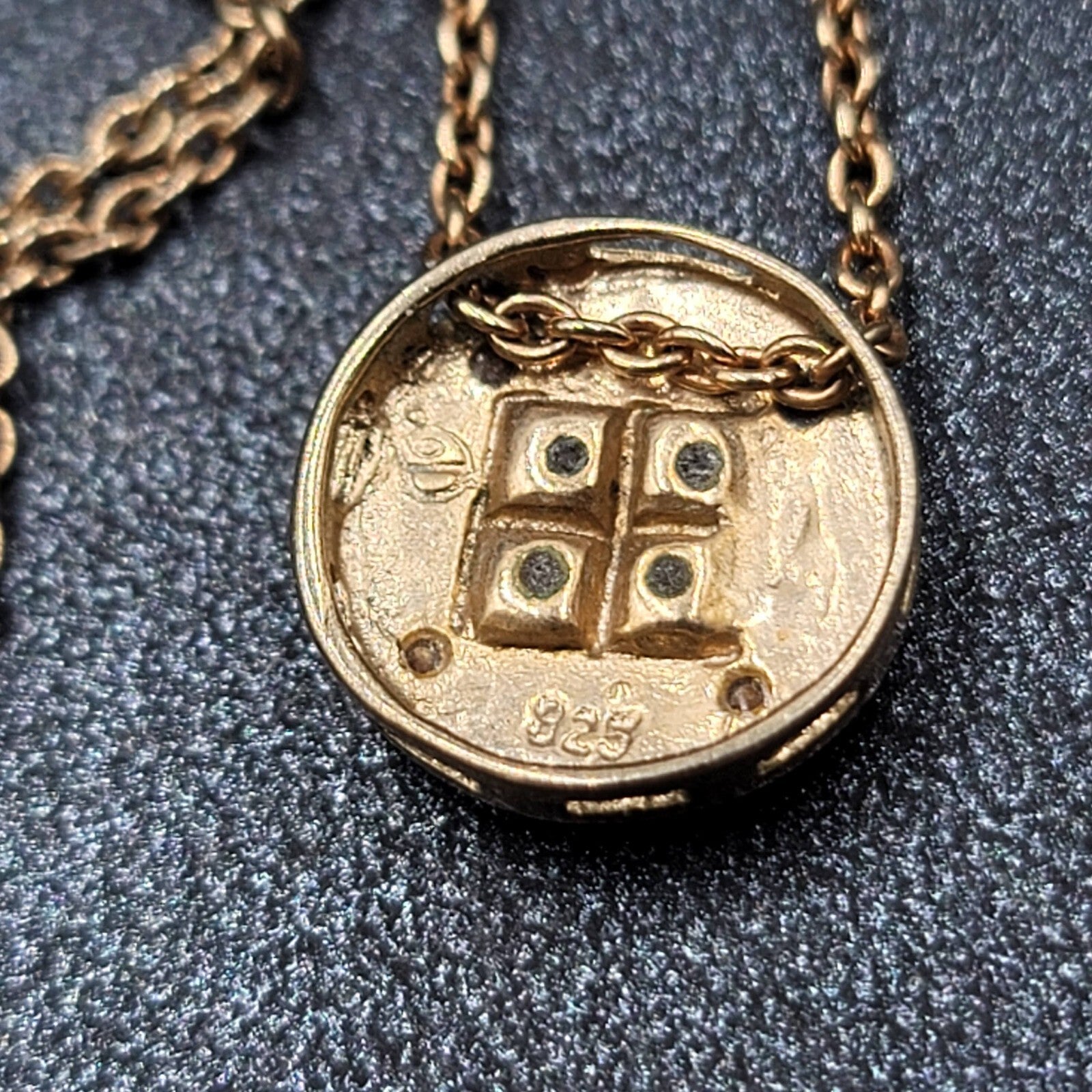 Gold Plated Sterling Silver Cubic Zirconia Pendant Necklace 16 in chain