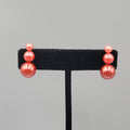 Vintage Clip on Earrings Cranberry Pink Bead Climber 7/8"