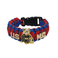 USMC Paracord Bracelet Enamel Bulldog Red Blue 7 in