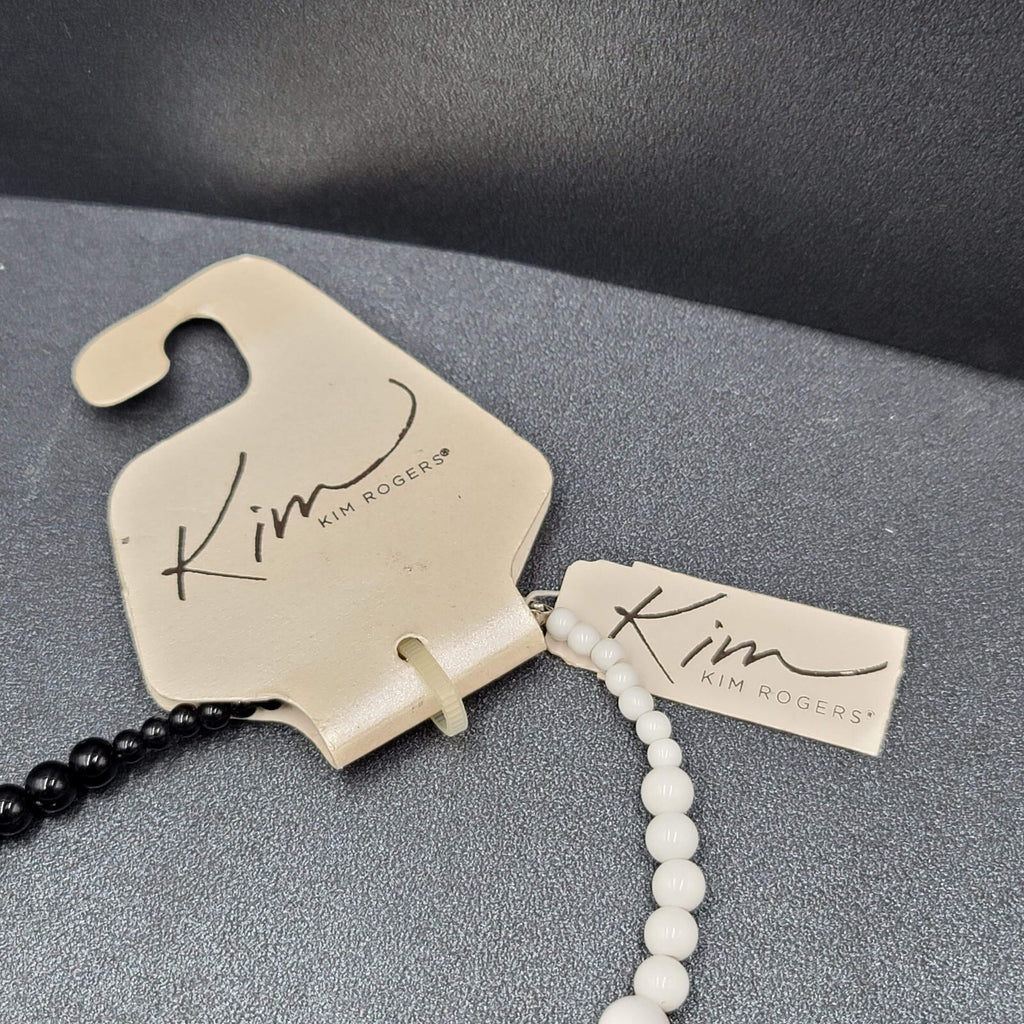 Kim Rogers Acrylic Beaded Necklace Red White Black Long 32" NEW