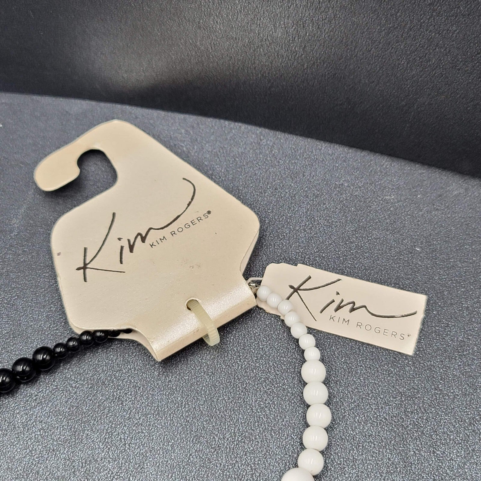 Kim Rogers Acrylic Beaded Necklace Red White Black Long 32" NEW