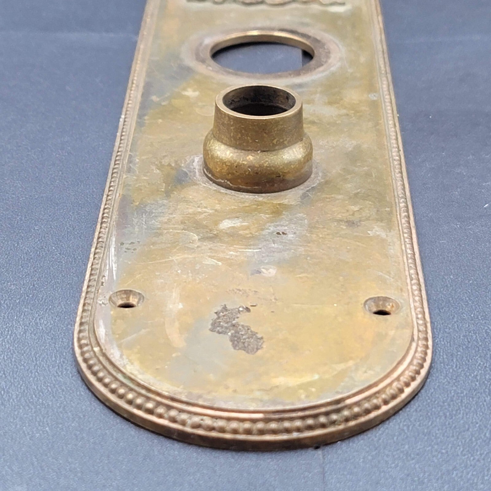 Antique Bronze Door Knob Back Plate Exterior Salvage Hardware RH Co 12"
