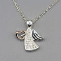 Angel Necklace Silver Plated Gold Plated Heart Pendant 18"