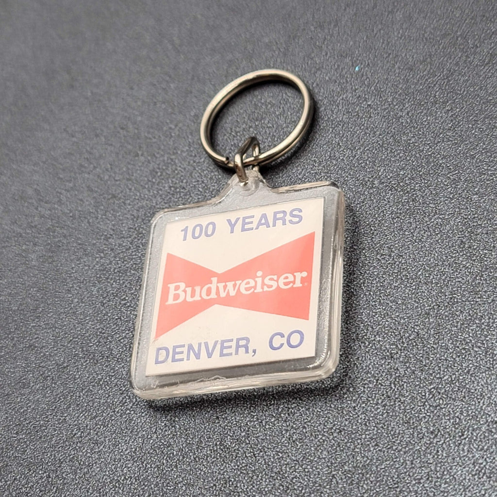 Budweiser Breweriana Beer Key Chain Ring 100 Years Denver CO Vintage