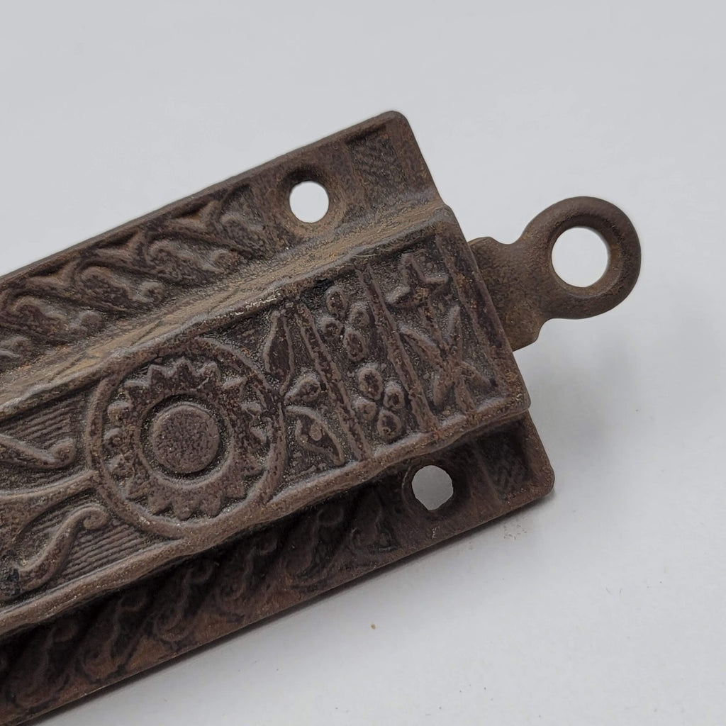 Vintage Antique Plunger Door Stop Cast Iron Eastlake Design Ornate 5.25"