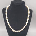 Vintage Necklace Faux Pearl Glass Bead Hand Knotted 7mm 19"