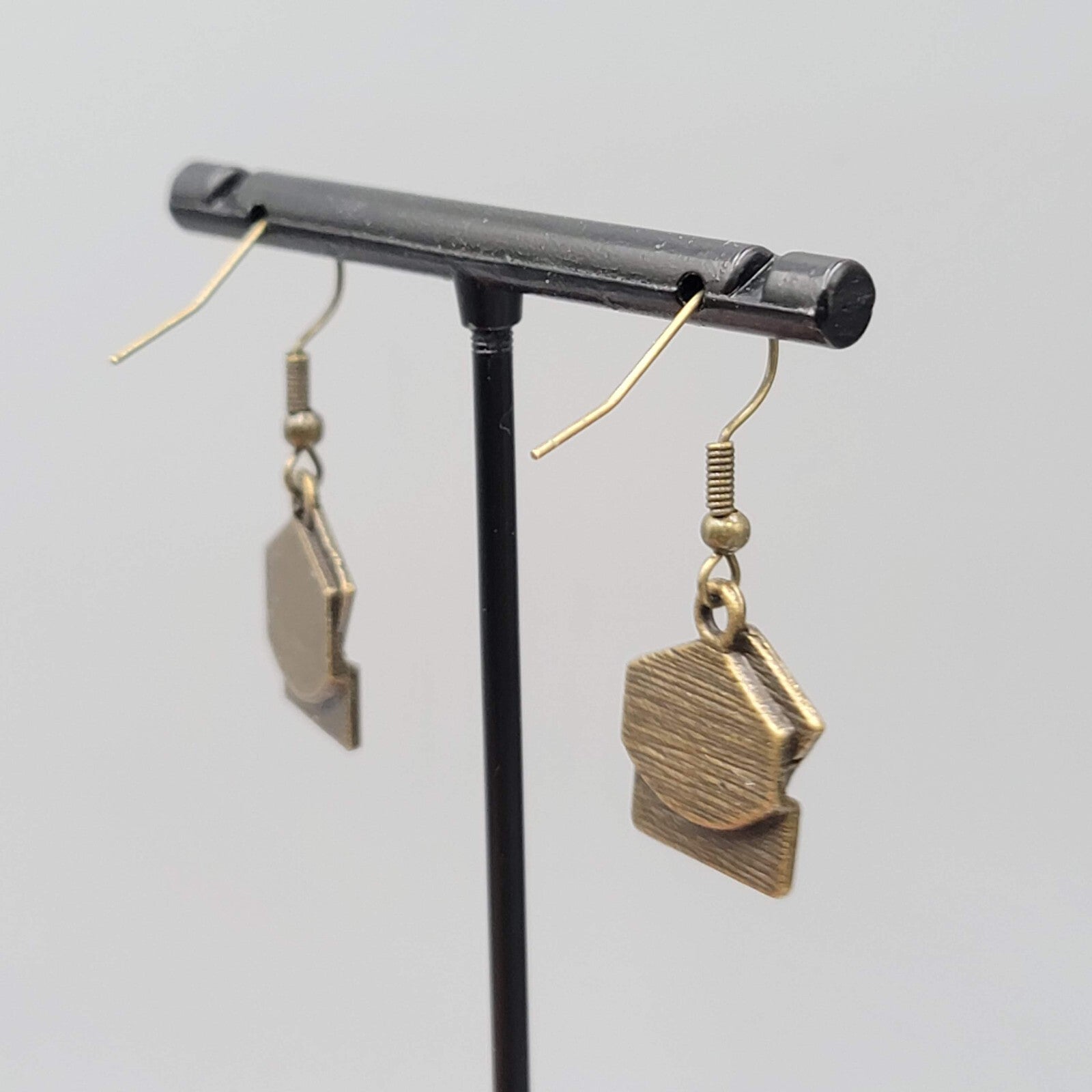 Love Note Pierced Earrings Bronze tone Dangle Embossed 3/4"