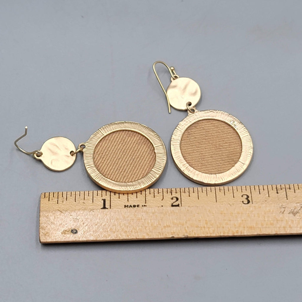 Leopard Print Faux Fur Pierced Earrings Matte Gold tone Dangle 2"