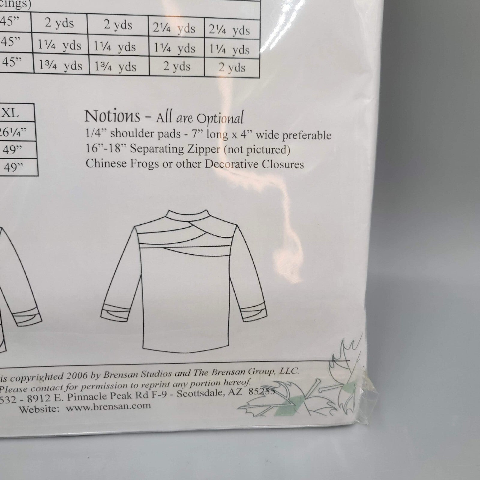 Brensan Studios Topanga Jacket Sewing Pattern BSS115 ~ S-XL  NEW