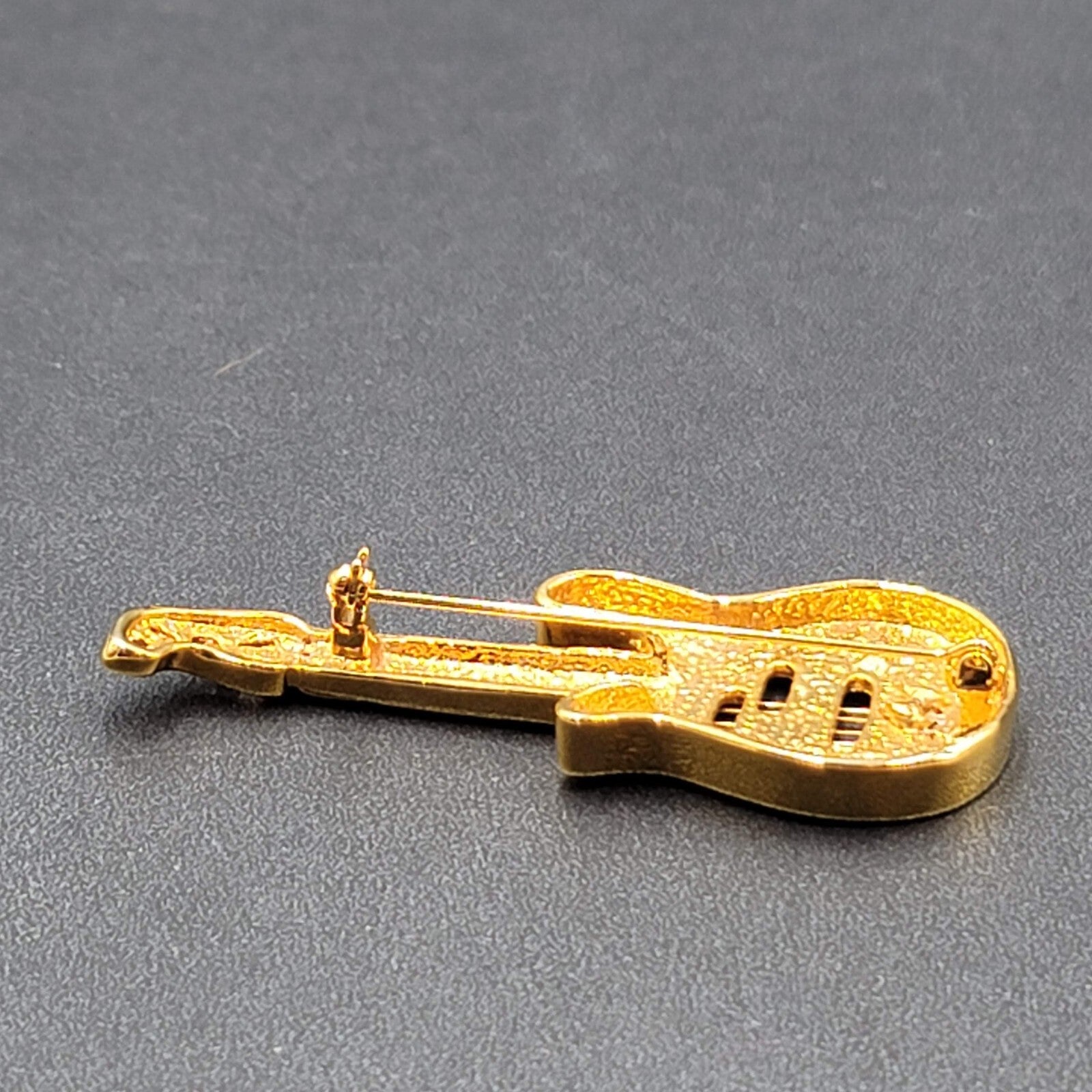 Electric Guitar Pin Brooch Gold and Silver tone 3"