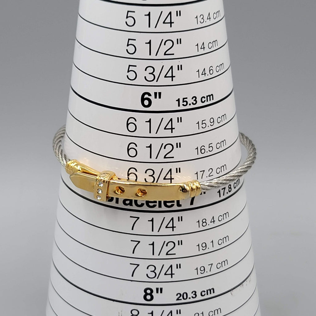 Memory Wire Bracelet Two toned Buckle Accent 7"