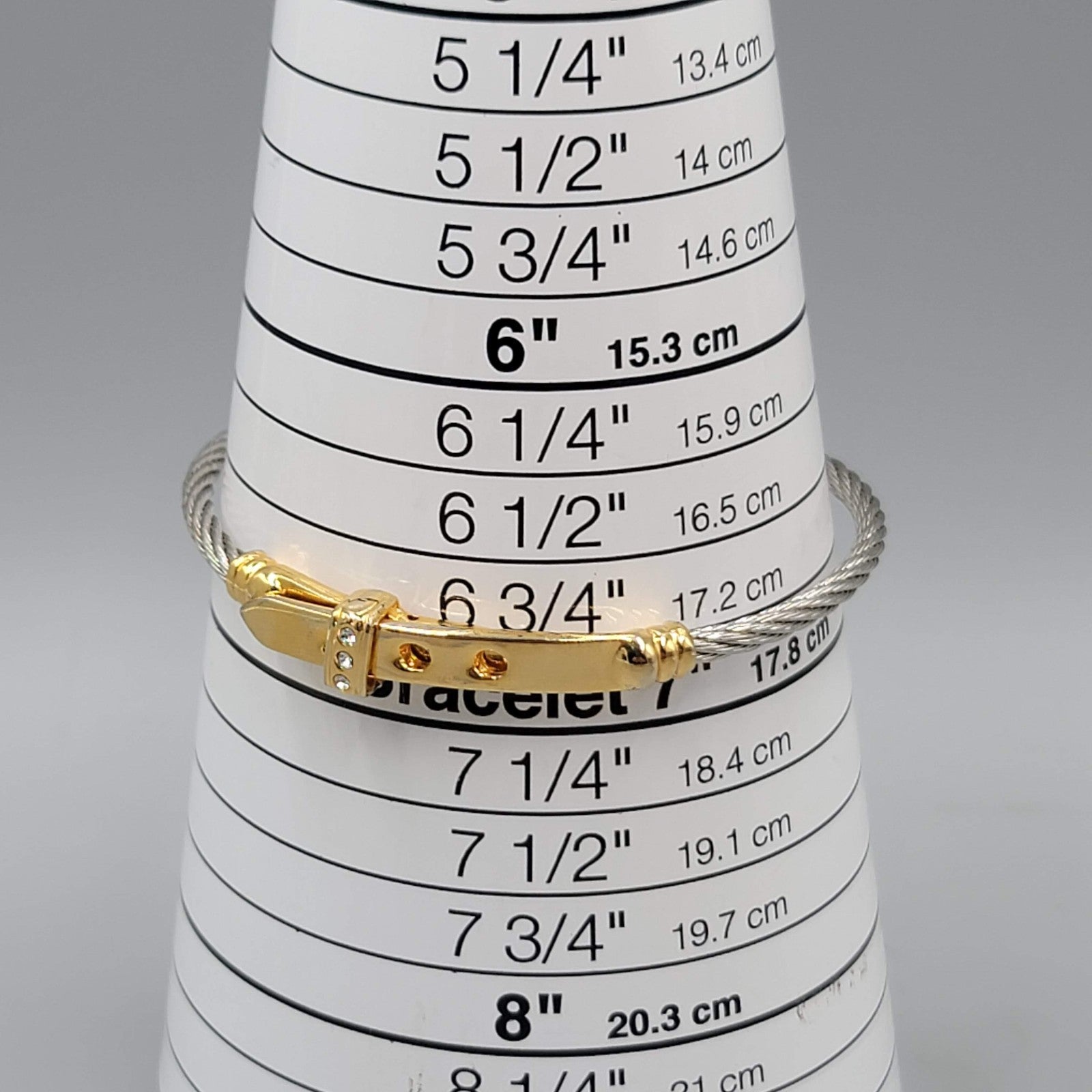 Memory Wire Bracelet Two toned Buckle Accent 7"