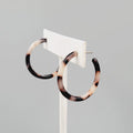 Tortoiseshell Hoop Pierced Earrings Lightweight Acrylic Purple/Brown Hue 1"