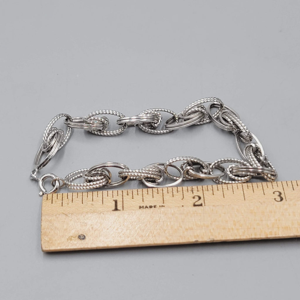 Vintage Bracelet Textured Silver tone Links 7.25"