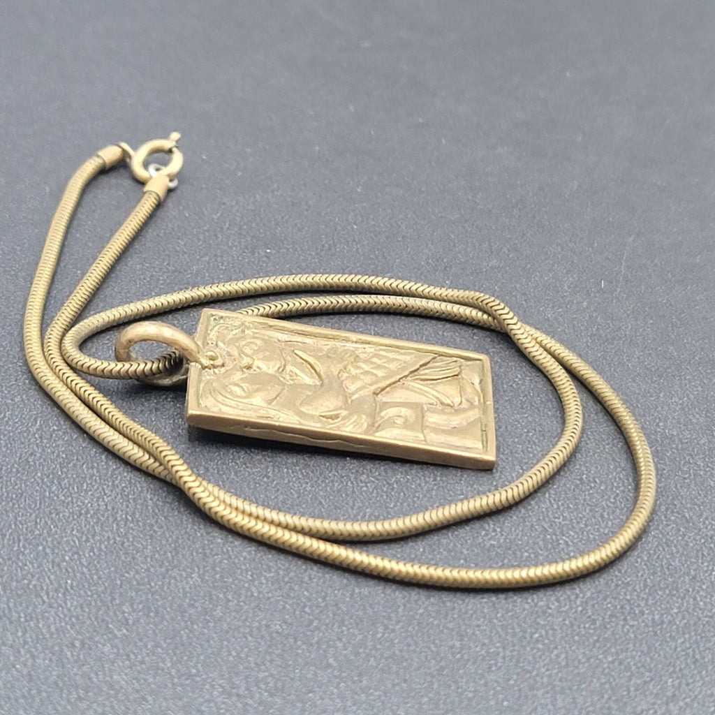 Freyr and Gerdr Sacred Marriage Brass Necklace 18" Snake Chain