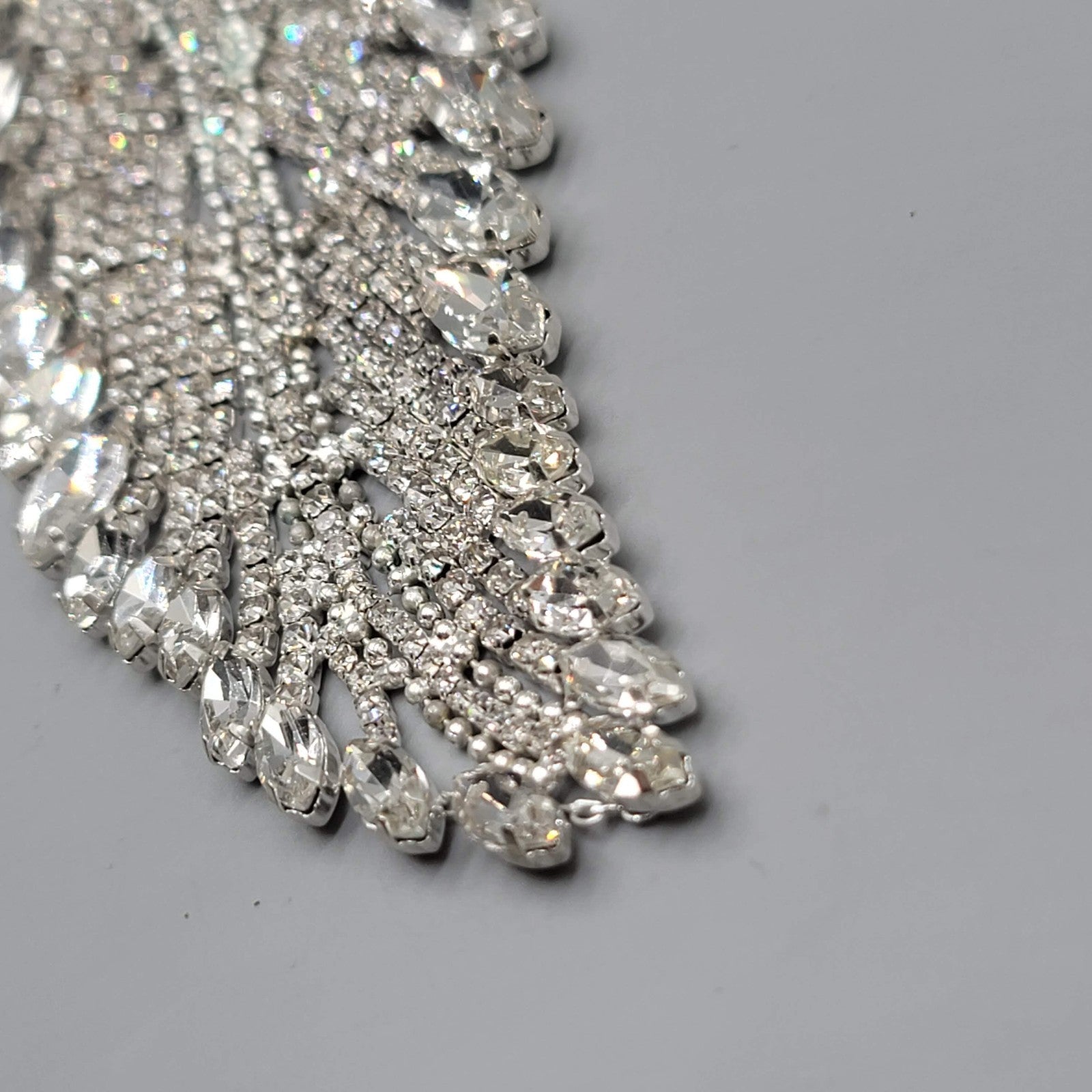 Crystal Rhinestone Applique Leaf 6.5" x 2.25"
