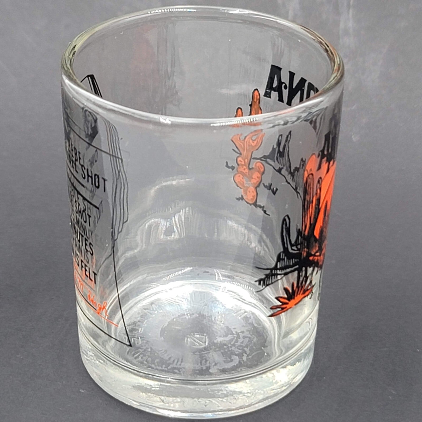 Arizona Souvenir Shot Glass Double Shot Black Orange Embossing Cactus Roadrunner