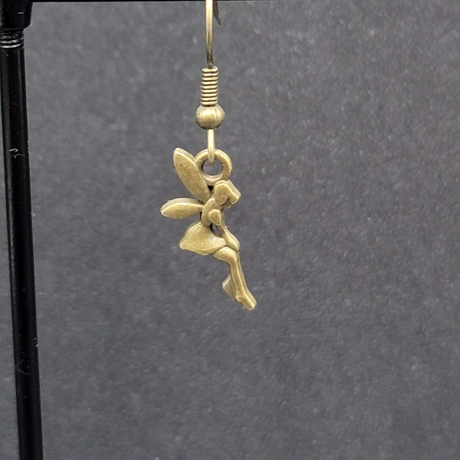 New Fairy Pierced Earrings Bronze tone Dangle 3/4"