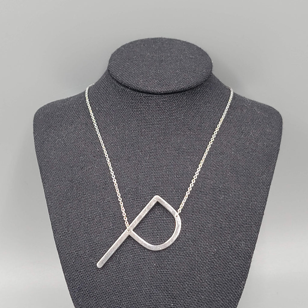 Initial Letter P Necklace Monogram Silver tone Chain Pendant 18"-20"