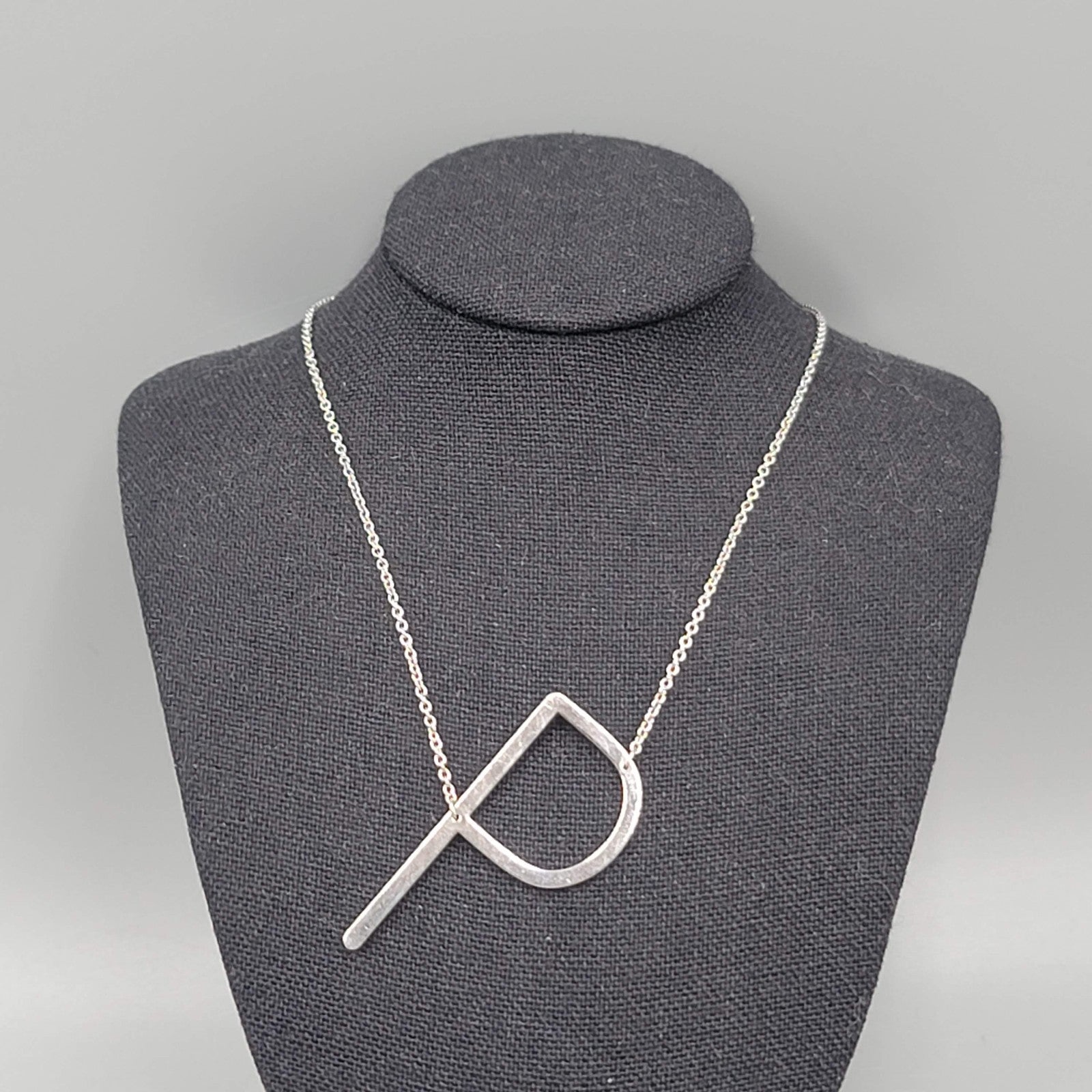 Initial Letter P Necklace Monogram Silver tone Chain Pendant 18"-20"