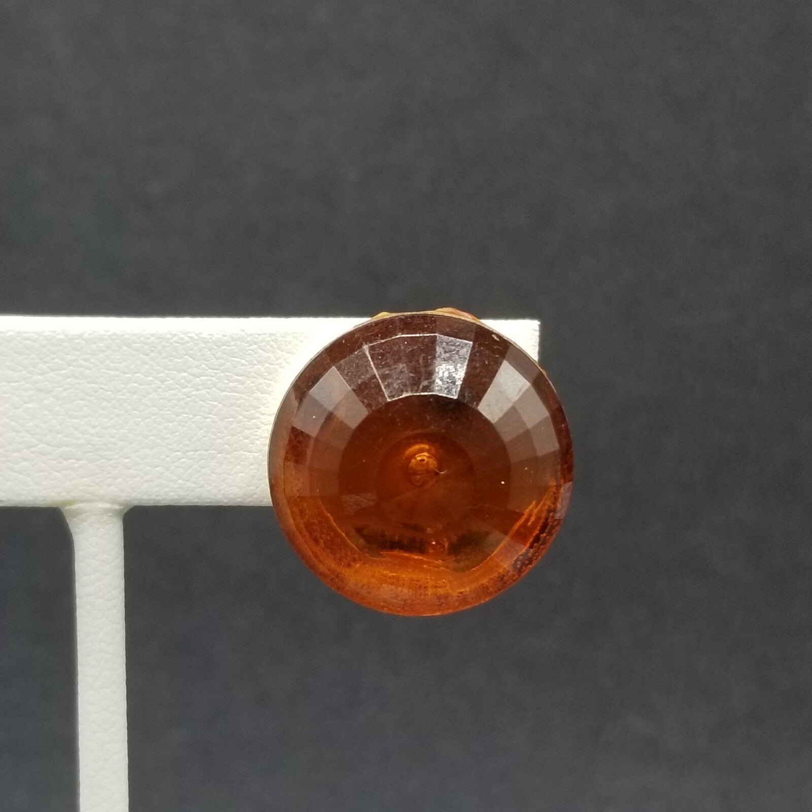 Vintage Clip on S & H Earrings Gold tone Orange Faceted Acrylic Dome Stud 7/8"