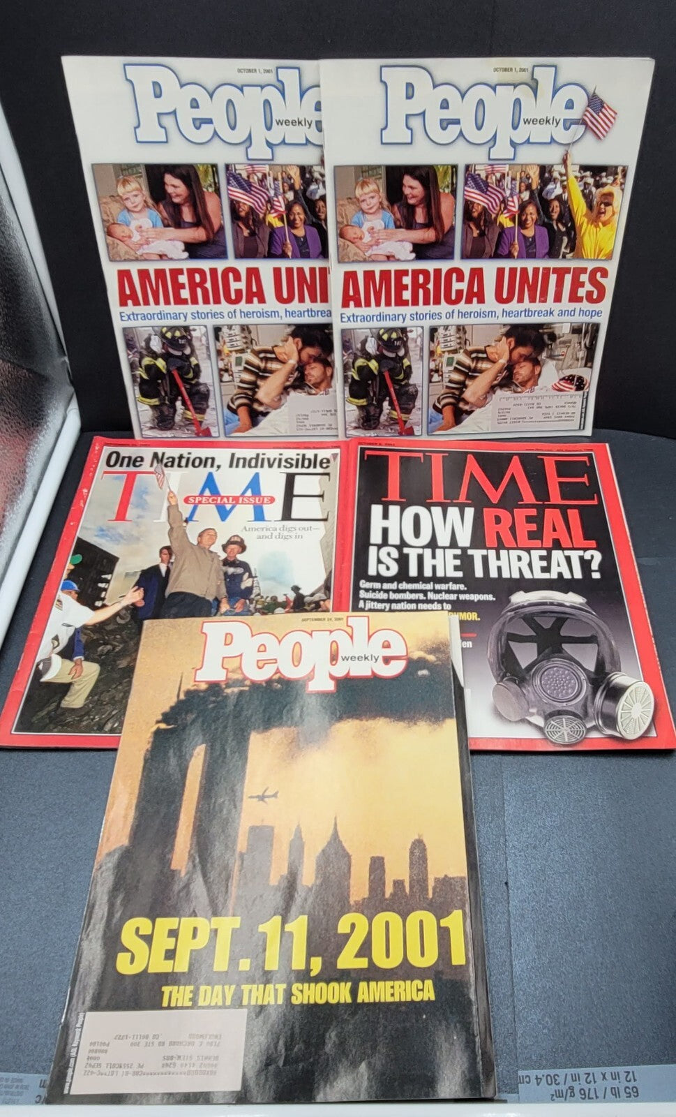 Lot of 5 9/11 Magazines Time People September 11 2001 (1 Duplicate)