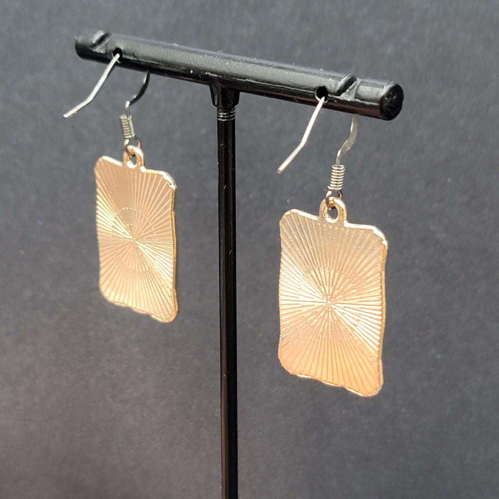 Tarot Card Pierced Earrings The STAR Gold tone Black 1"