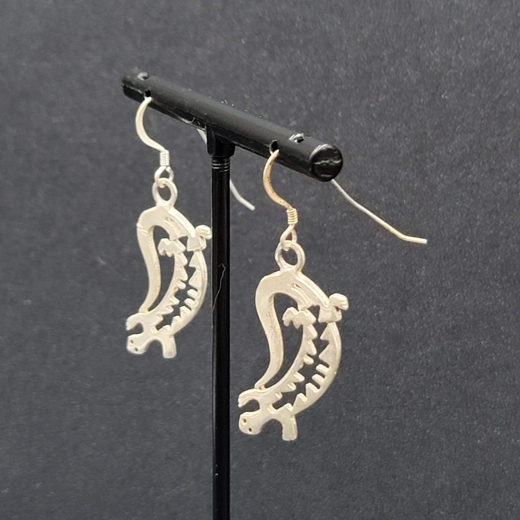 Lizard Sterling Silver Pierced Earrings 925 Southwest Style 1 1/8" 