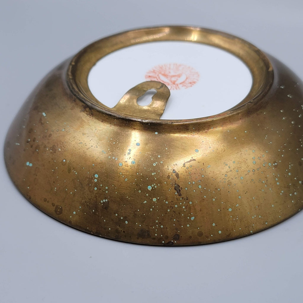 Japanese Porcelain BOWL Hand Painted Flower Brass 6 in
