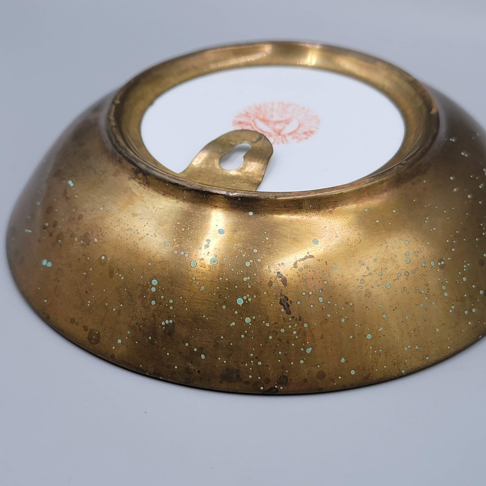 Japanese Porcelain BOWL Hand Painted Flower Brass 6 in