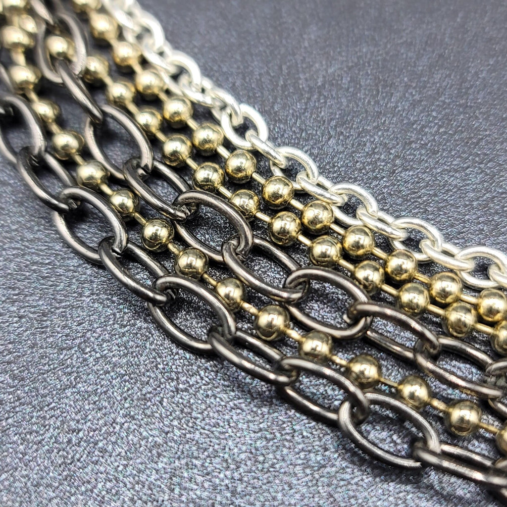 Modern Necklace Multi Color 5 Chain Layered 16-18"