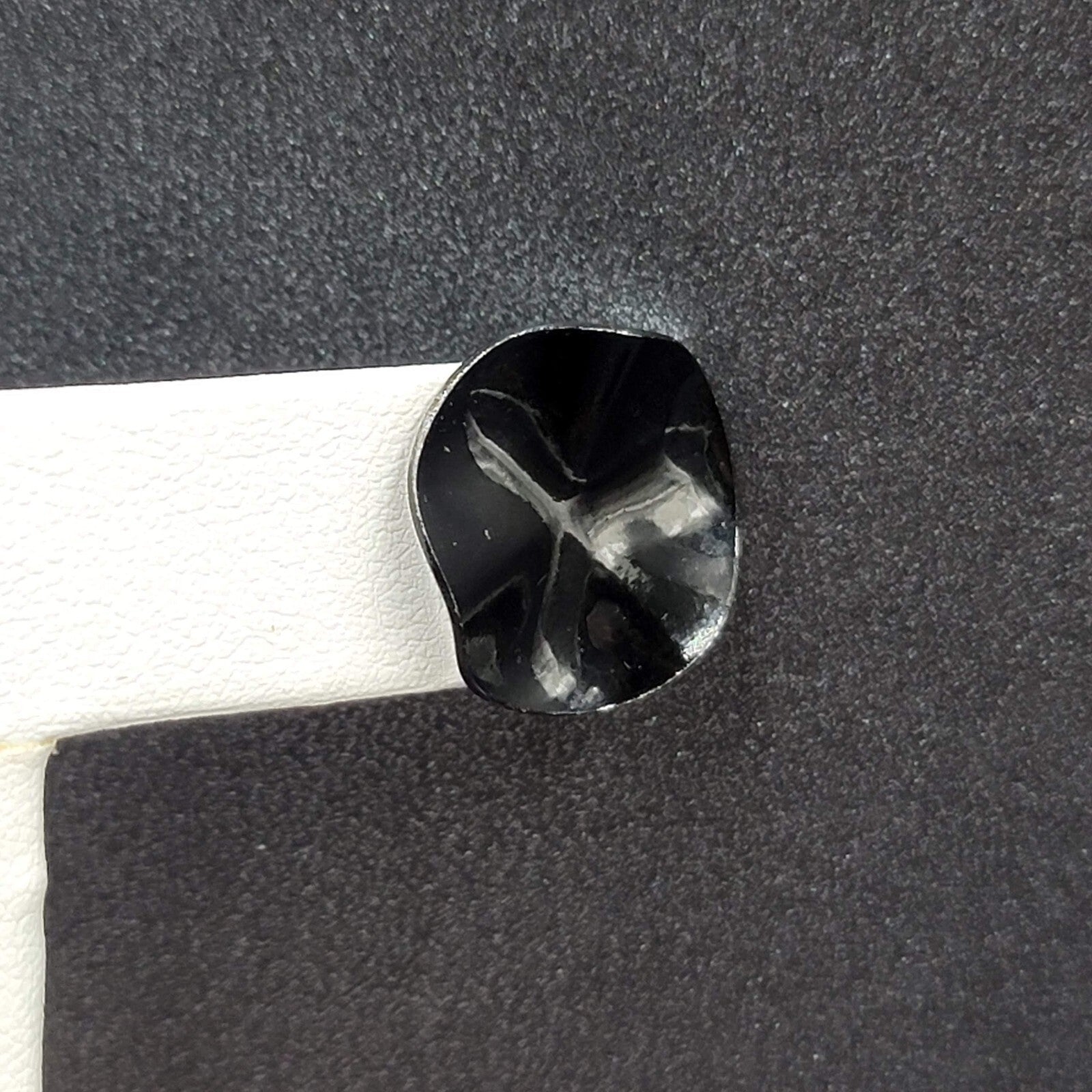 Vintage Pierced Earrings Black Enamel Wavy Round Studs 5/8"