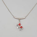 Red Heart Lovers Bench Pendant Sterling Silver Necklace Snake Chain 16"