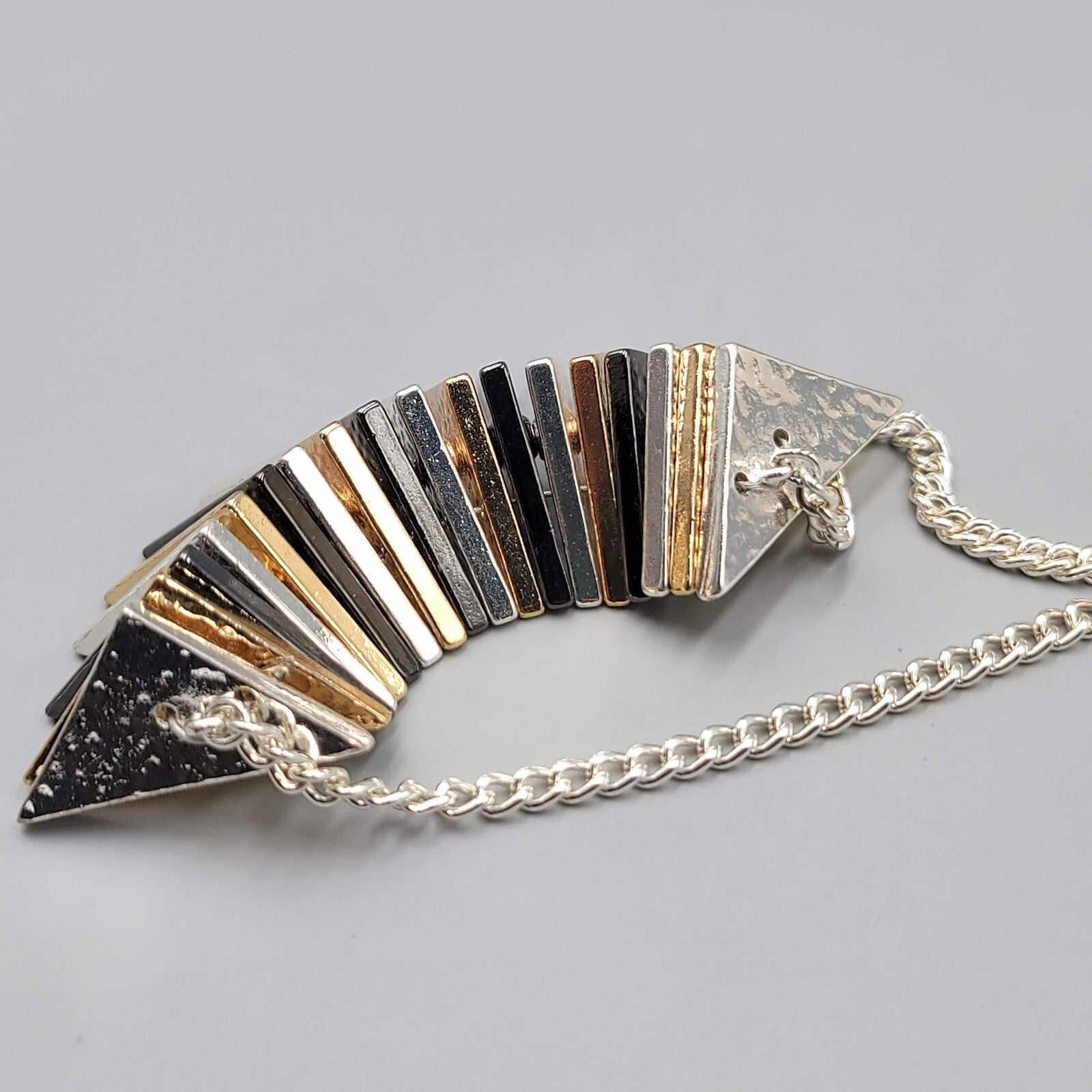 Statement Heavy Necklace Multi tone Signed Mark 18"+