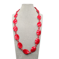 Large Red Acrylic Bead Statement Necklace 30"