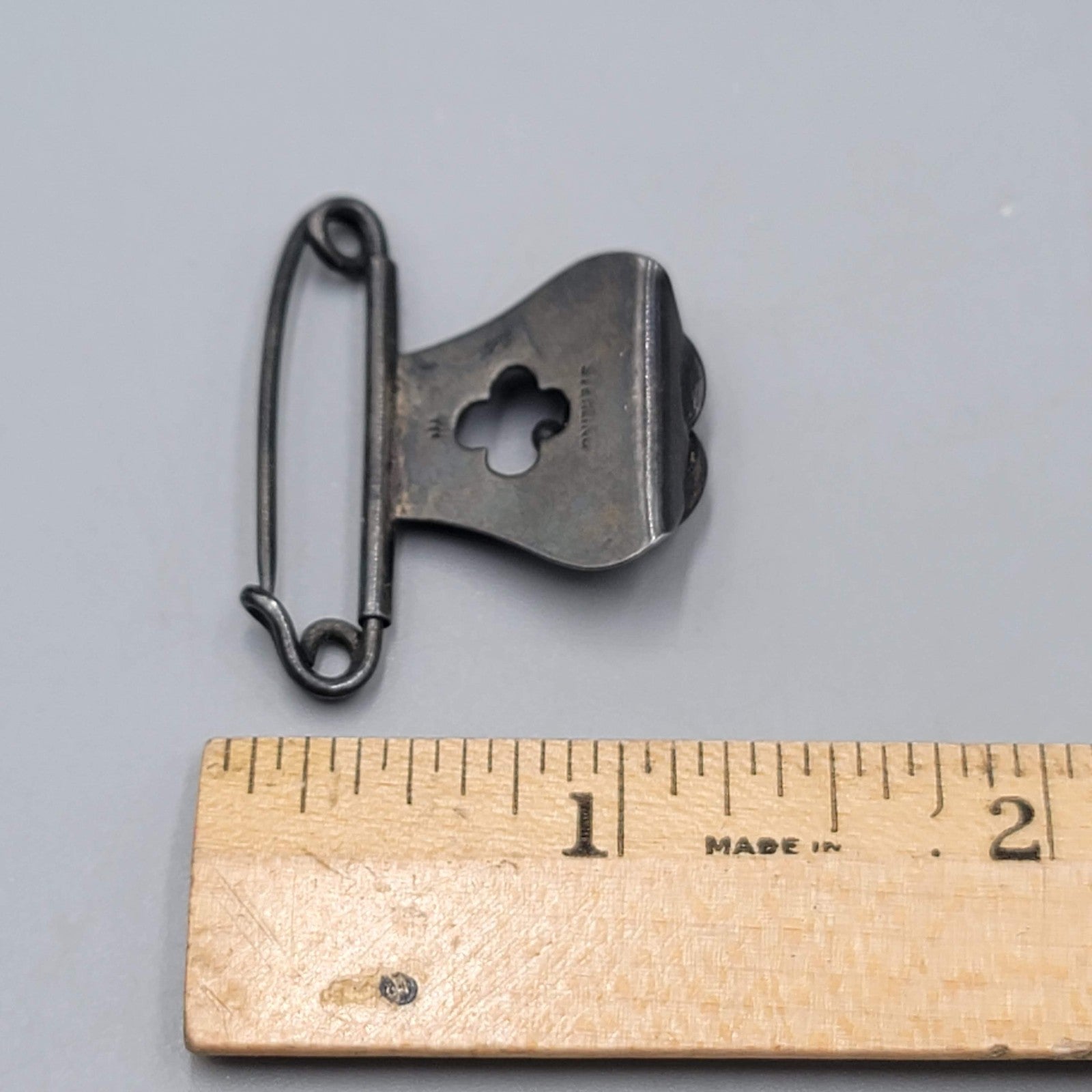 Antique Victorian Sterling Silver Watch Clip Pin Vintage