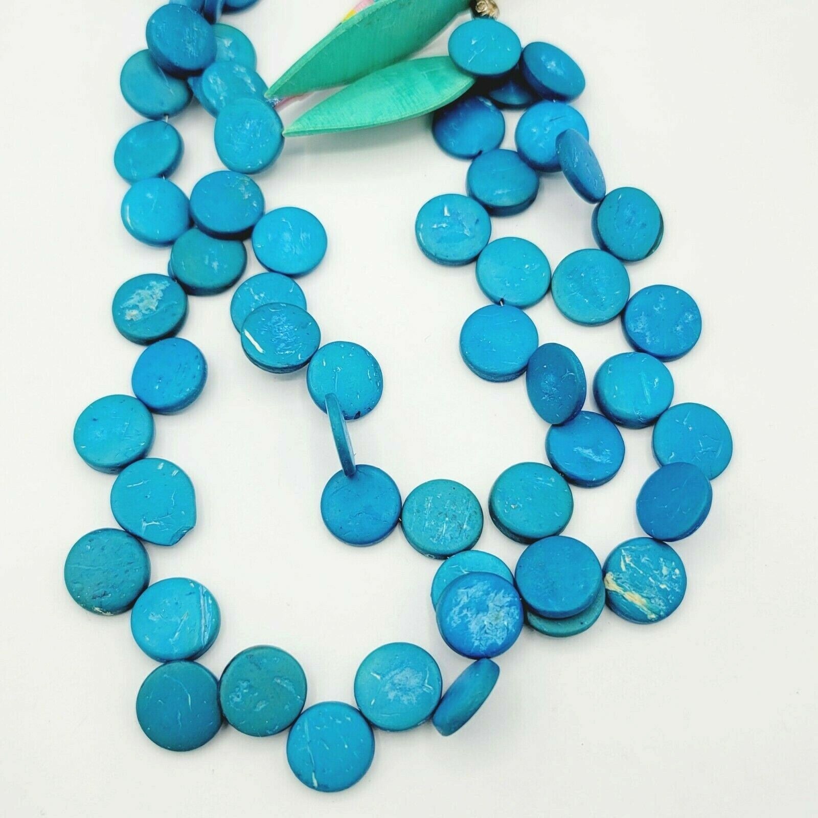 Vintage Blue Parrot Bird Coconut Bead Necklace 27 in Estate Costume Jewelry