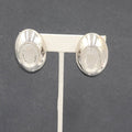 Vintage ELLEN DESIGNS Clip on Earrings Silver tone Glass Intaglio Cameo 1 3/8"