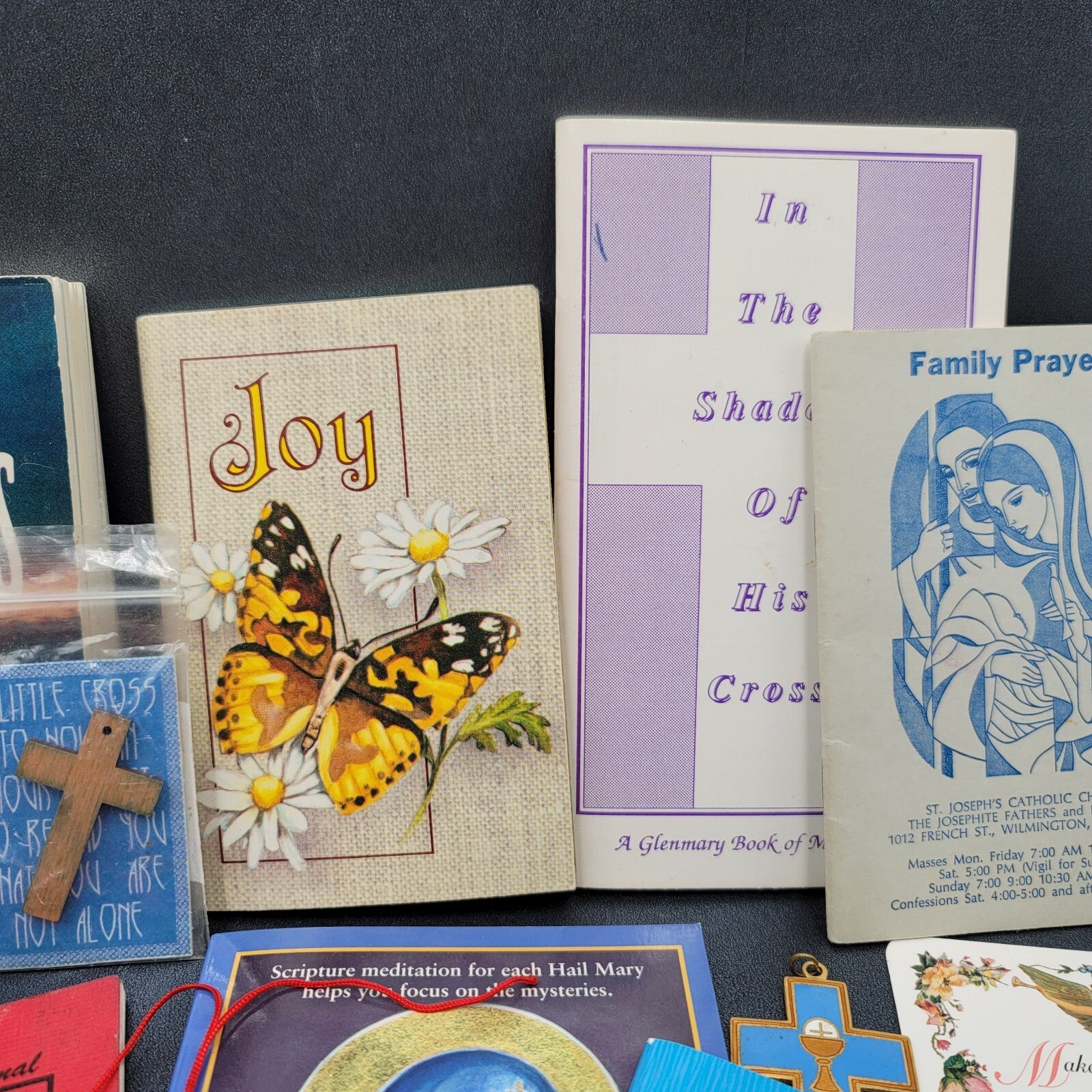 Vintage Religious Booklets Large Lot Rosaries Medals Bracelets etc