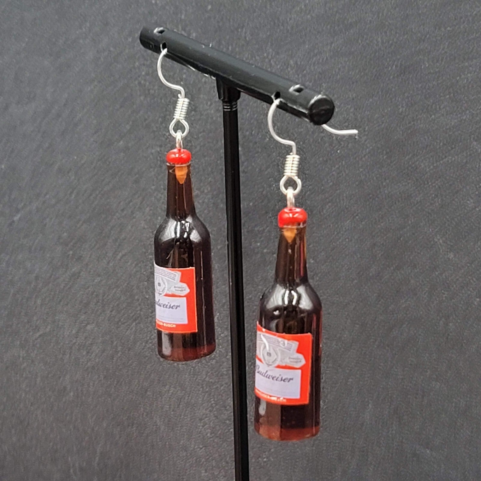 Budweiser Beer Bottle Pierced Earrings 1 5/8" NEW