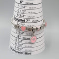 Slide Charm Bracelet Pink Enamel Hearts Beads Silver tone  7.25 in