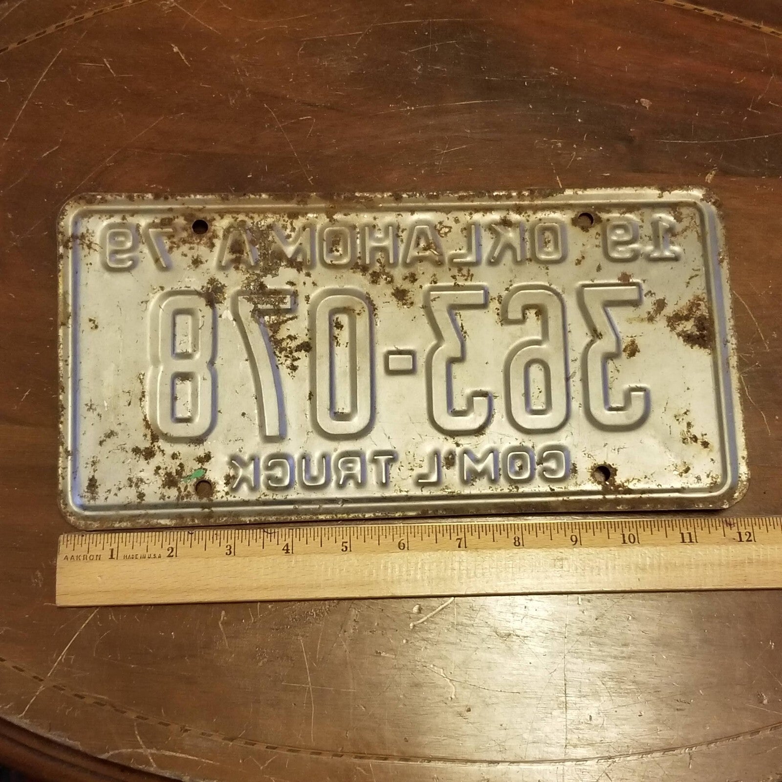 Vintage 1979 License Plate OKLAHOMA 363-078 12" x 6"