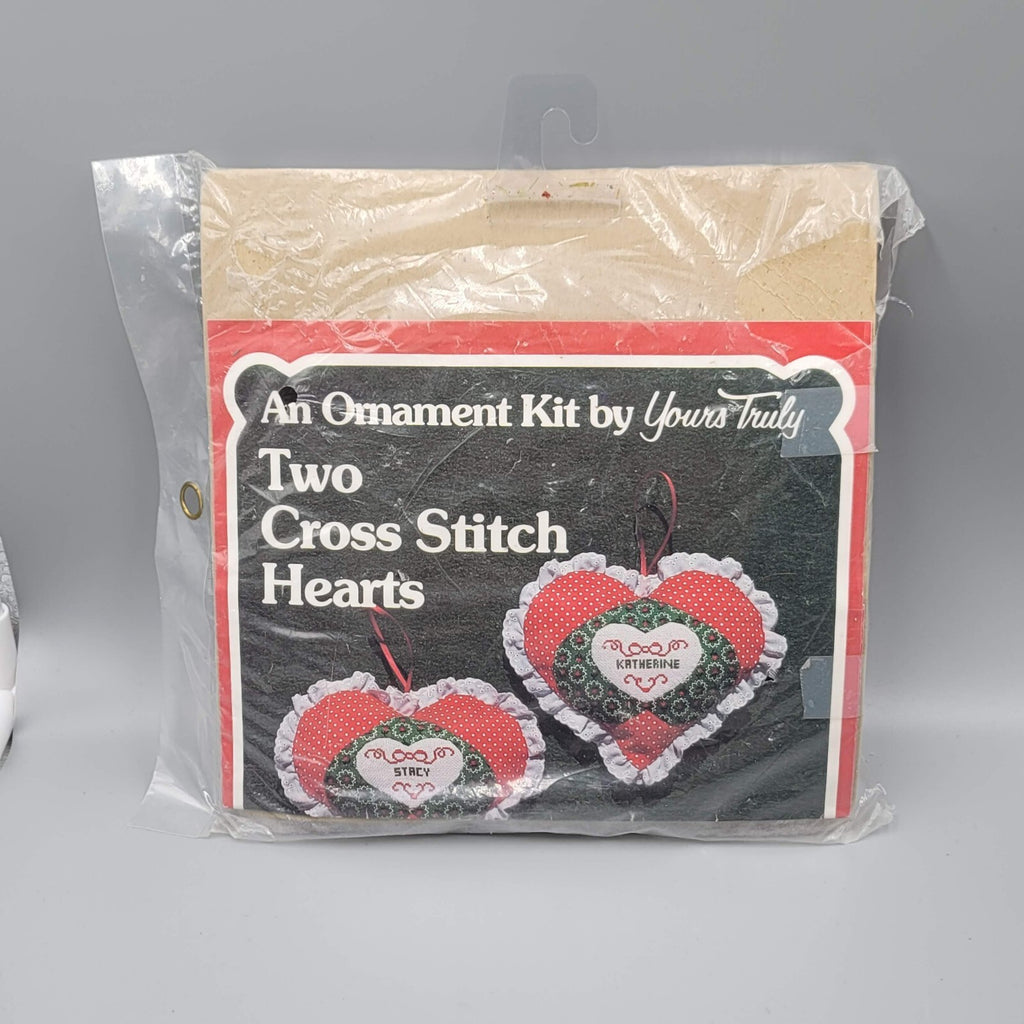 Yours Truly TWO CROSS STITCH HEARTS 2855 Ornament Kit NOS