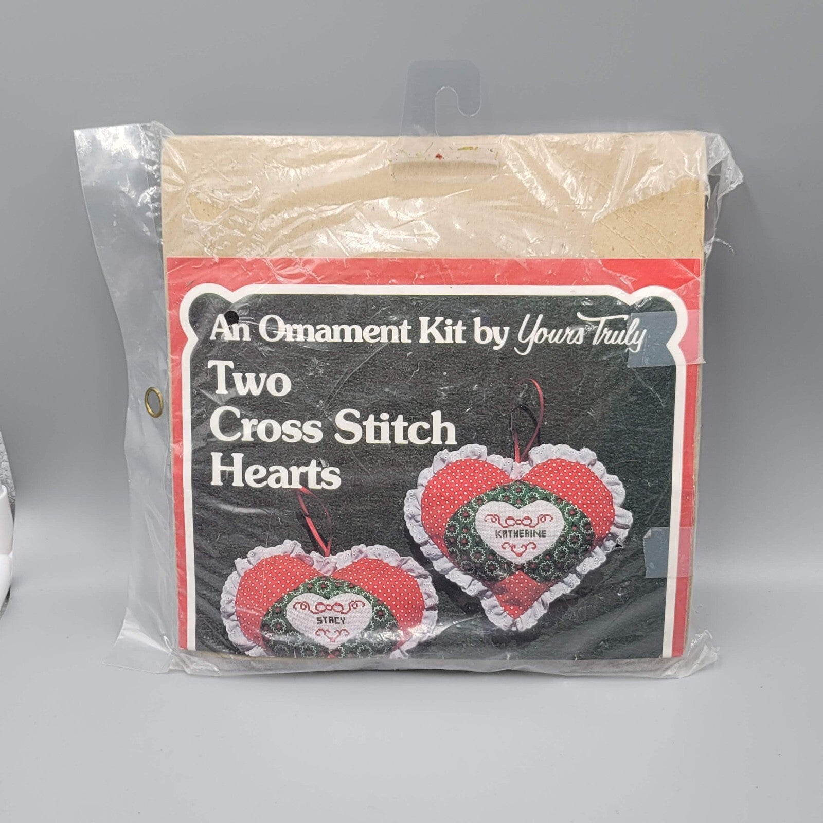 Yours Truly TWO CROSS STITCH HEARTS 2855 Ornament Kit NOS