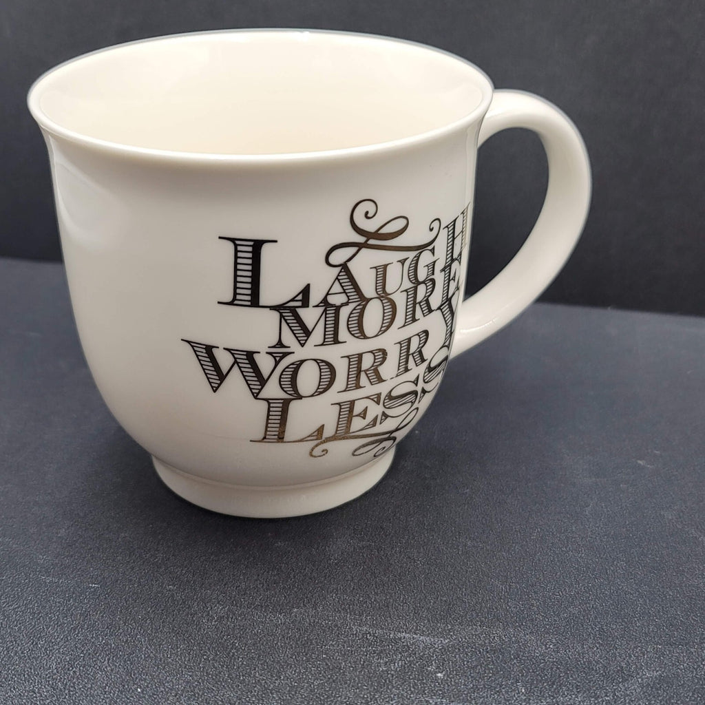 Sheffield Home Ceramic Coffee Mug Yea Cup LAUGH MORE WORRY LESS