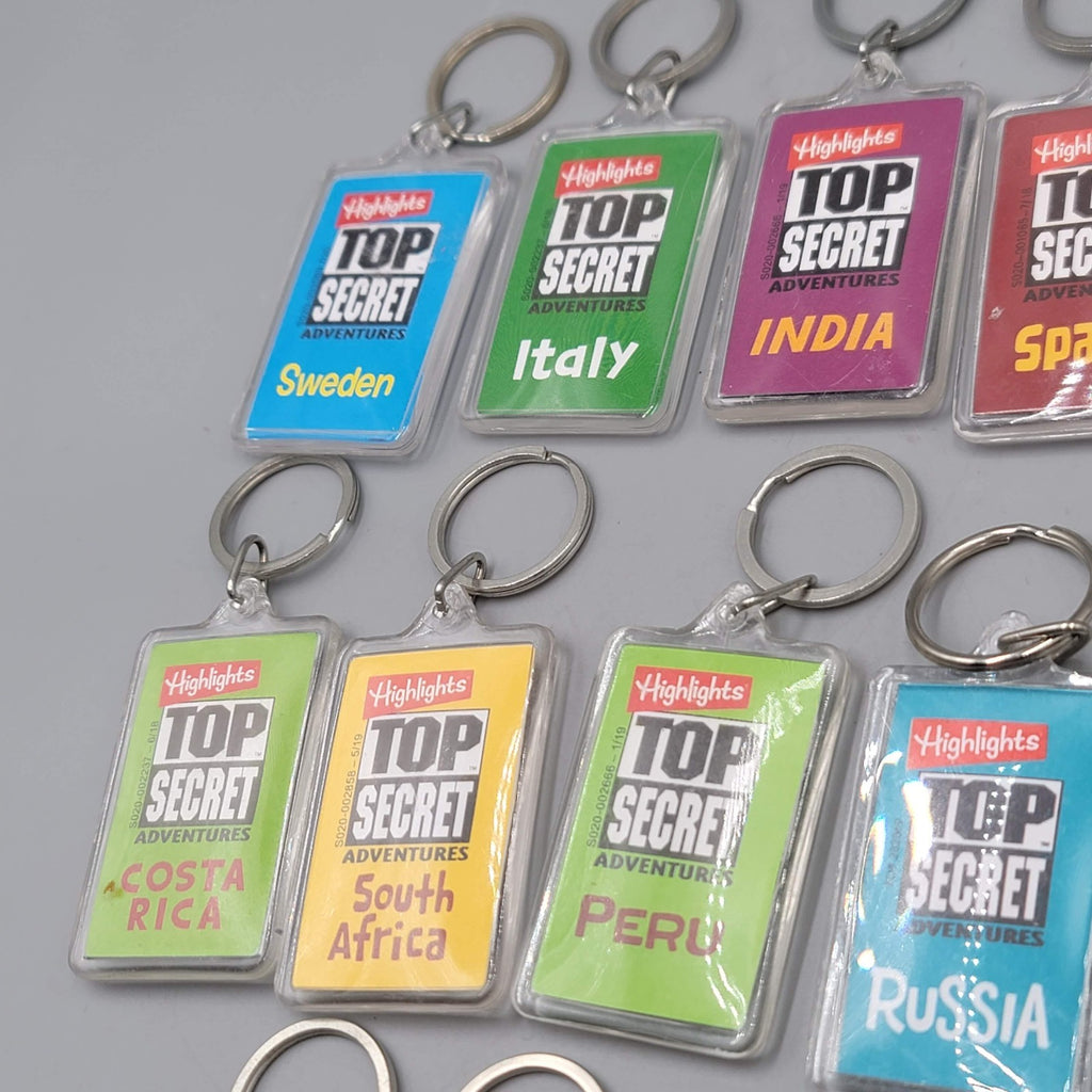 Highlights Top Secret Adventures Lot of 13 Keychains Acrylic