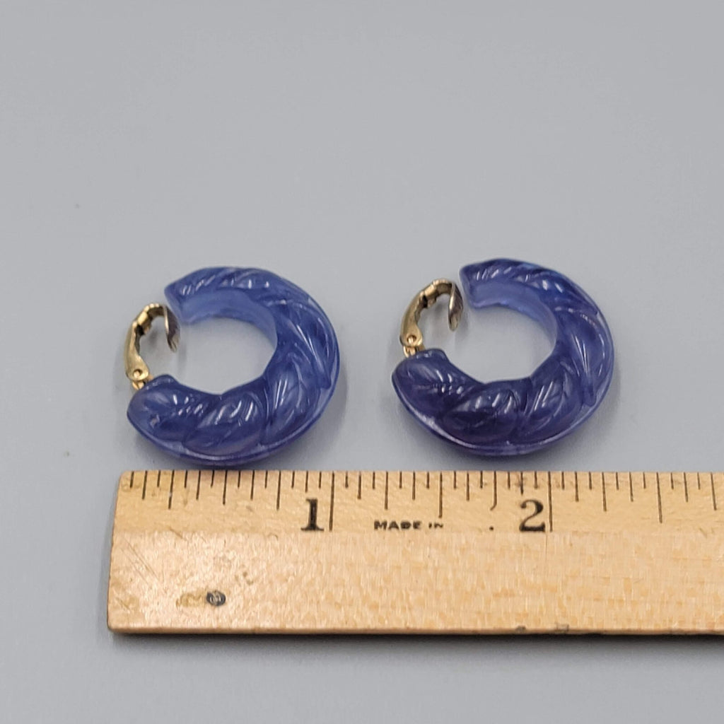 Vintage Avon Clip on Earrings Molded Plastic Purple Hoops 1"