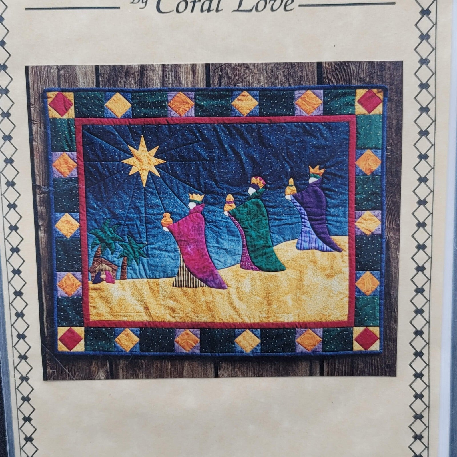 We Three Kings Christmas Wall Quilt Pattern Sagebud Designs Coral Love 31"x38"