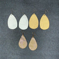 Lot of 3 Pairs Pierced Earrings Silver Gold tone Faux Leather Teardrop Dangles