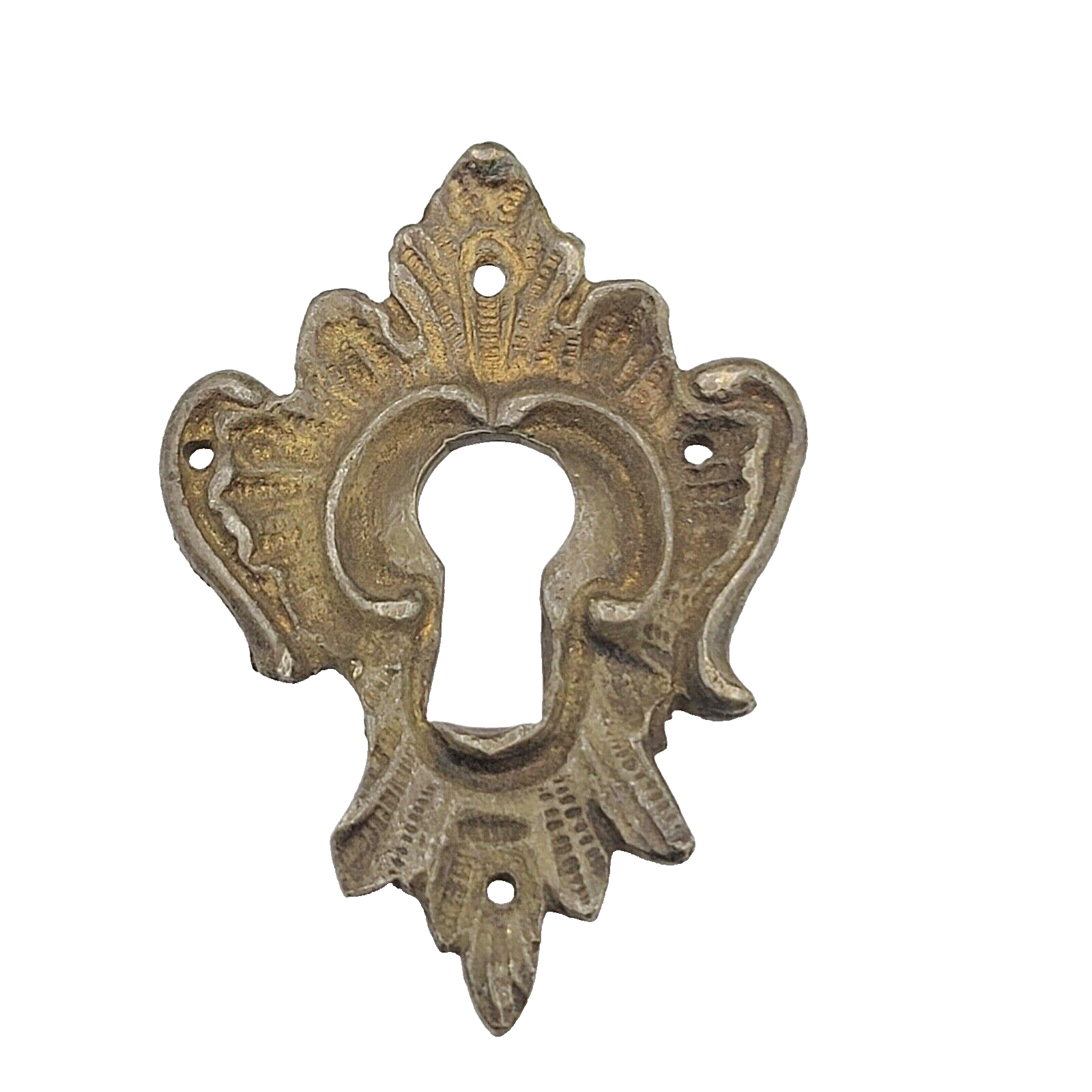 Vintage Ornate Brass Skeleton Keyhole Escutcheon 2 5/8" x 1 7/8" SINGLE ONLY